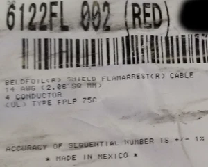 Belden Wire 6122FL 14/4C Solid Shielded Plenum Fire Alarm Cable Red /50ft - Picture 1 of 7