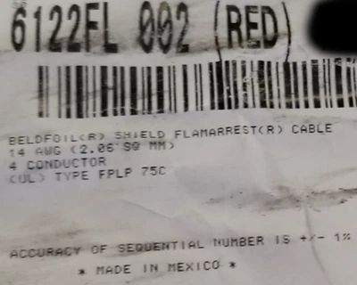 Belden Wire 6122FL 14/4C Solid Shielded Plenum Fire Alarm Cable Red /50ft - Image 1 of 4