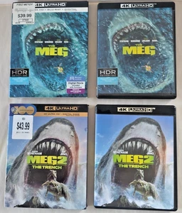 The Meg & The Meg 2 "The Trench" Blu Ray 4k Ultra w/ Slipcover ~ Jason Statham - Picture 1 of 9