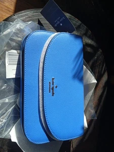 Michael Kors Geldbörse Kristi Raffiniertes Narbenleder Frisbee Blau Neu mit Etikett - Bild 1 von 8