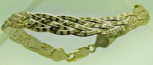 BELLISSIMO BRACCIALE IN ARGENTO STERLING A SPINA DI PESCE INTRECCIATA A 2 LATI TENUTA ITALIANA, 7,5" - Foto 1 di 4