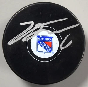 Zac Jones Signed New York Rangers Logo Hockey Puck Autograph (#1) - Picture 1 of 2