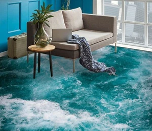 3D Blue Ocean Waves 56RAI92 Floor WallPaper Murals Wall Print Decal AJ WALL Fay - Picture 1 of 6