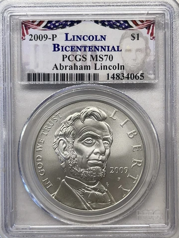 2009-P PCGS MS70 ABRAHAM LINCOLN BICENTENNIAL COMMEMORATIVE SILVER DOLLAR Cover