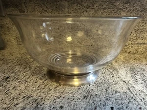 Vintage  Large 11 Inch  Clear Glass Bowl  with Sterling Silver Base - Picture 1 of 7