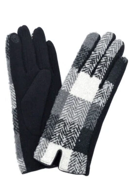 Женская мягкая теплая классическая перчатка в клетку с узором Smart сенсорный экран - Изображение 1 из 2
