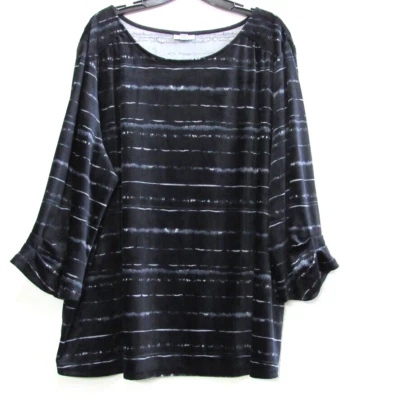 Top túnica mujer Pure J Jill 3X azul terciopelo flotante manga plisada súper suave Foto 1 de 4