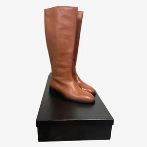 Jcrew NWT Leather Knee High Riding Boots RoastedChestnut zip up flat Size 10.5 - Picture 1 of 12