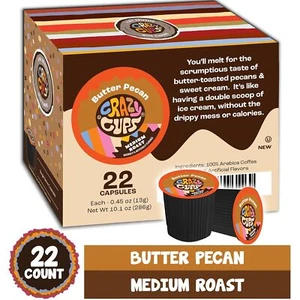 Crazy Cups Butter Pecan Coffee 22 to 132 Keurig K cups Pick Any Size - Picture 1 of 3
