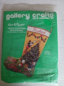 Vintage 70's CHRISTMAS TREE STOCKING Gallery Crafts Disney Mickey Mouse - Picture 1 of 3