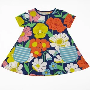 Mini Boden Girls Dress Blue Floral Summer Tunic Jersey Short Sleeve Pockets Sale - Picture 1 of 6