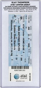 Klay Thompson AT&T CENTER DEBUT ROOKIE Spurs Warriors 1/4/2012 NBA Full Ticket - Picture 1 of 23