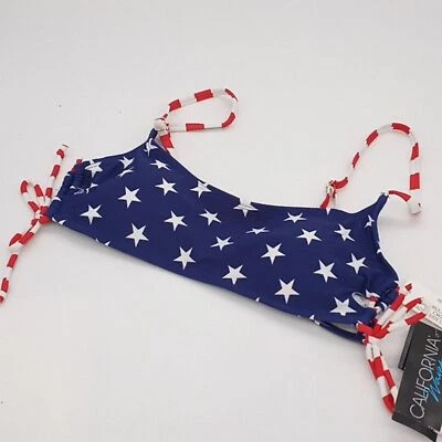 Top de bikini California Waves Juniors M clásico estrella rayas laterales con cordones Bralette‎ Foto 1 de 4