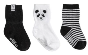 Robeez Piper Kids 247951 Assorted Panda Crew Cut Socks 3-Pack Size 0-6 Mo - Picture 1 of 2