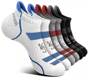 Mens Running Socks 6 Pairs-Athletic Compression Ankle Socks Cushioned for Men... - Picture 1 of 8