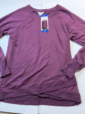 NWT Danskin Women's Sunset Plum Heather Long Sleeve Super Soft Sweatshirt Size L - Image 1 of 4