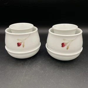 Tea Cups with Infuser Strainer and Lid or/and Saucer - 3 Pieces - Red bud design - Picture 1 of 9