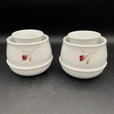 Tazas de té con infusor colador y tapa o/y platillo - 3 piezas - diseño brote rojo Foto 1 de 4