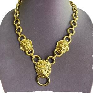 Collar llamador puerta cabeza león diseñador Kenneth Jay Lane - Imagen 1 de 6
