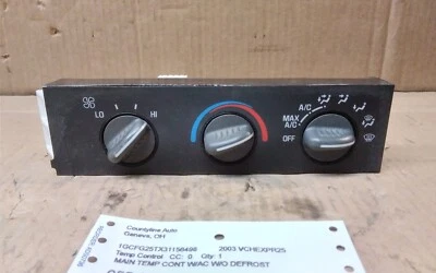 Chevrolet Express 2500 2003 control de temperatura principal sin aire acondicionado sin descongelación  Foto 1 de 4