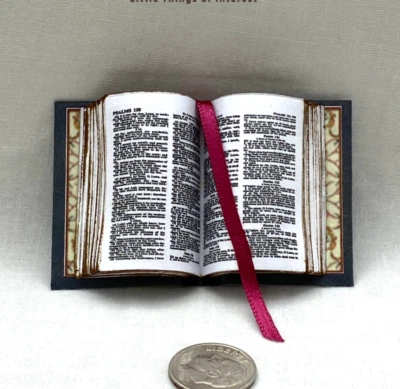 LITTLE THINGS OF INTEREST 1:6 Scale OPEN BOOK BIBLE Miniature Readable Playscale Book Religion Prayer