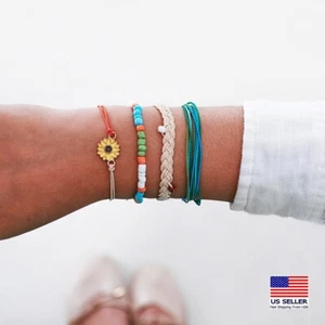 Fashion Women Retro Bracelet Colorful Beads Sunflower Woven Wrist Charm 1745 - Picture 1 of 4