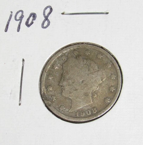Pre-WWI War Era 1908 With Cents Liberty V Nickel , 5 cent coin Cover