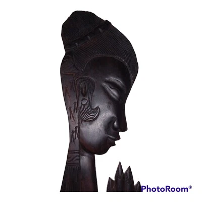 Hand Carved Wood Wall  Art Praying Twin/Sister/Godess Unsigned No Makers Mark  - Image 1 of 4