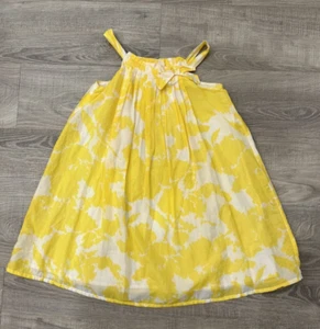 Baby Girl Gap Dress size 4 Yellow White Print Swing Summer Cotton Lined Bow - Picture 1 of 16