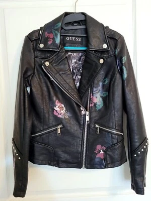 Guess花卉仿皮夹克小号 — 第 1/4 张图片