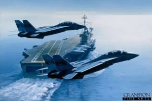 Ltd ed Naval aviation Art Print Aircraft Carrier USS Ranger F14 Tomcats VF-1 - Picture 1 of 1