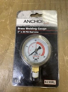 Ancoraggio 2" x 30 PSI Manometro per saldatura in ottone linea rossa B230RL 22JS1529-F25 - Foto 1 di 2
