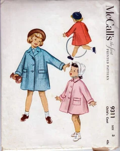 1953 Vintage Sewing Pattern McCall's 9311 Child's Coat - Picture 1 of 2