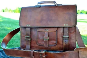 New Buffalo Leather Briefcase Laptop Messenger Bag Shoulder Genuine Handbag - Picture 1 of 8