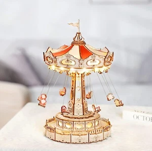 ROKR 3D Wooden Puzzle Mechanical Rotating Model with Music LED DIY Xmas Gifts - Picture 1 of 11