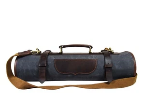 Malaga Leather Canvas Chef Knife Roll Grey 13 Slot  - Picture 1 of 12