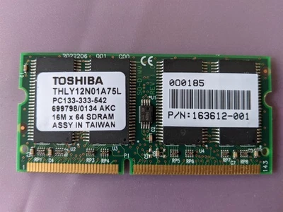 128MB PC-133 TOSHIBA THLY12N01A75L COMPAQ 163612-001 Laptop Stick PC133 SDR 3.3V - Image 1 of 2