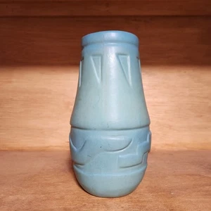 Vintage Van Briggle Pottery Mottled Blues Southwestern Design Vase  - Picture 1 of 10