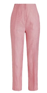 Erdem Pansy Red & White Houndstooth Virgin Wool Blend Pants Straight Trousers 10 - Picture 1 of 24