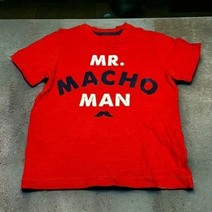 Carter's Boys Tee Sz 2T Mr. Macho Man Orange Mustache Short Sleeve Slub Knit - Picture 1 of 4