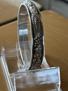 Antique Hinged Sterling (835) Bangle Bracelet  - Picture 1 of 6