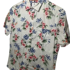 Cactus Man Floral Print Button Up Short Sleeve Tropical Shirt Men Slim Fit Small - Picture 1 of 11