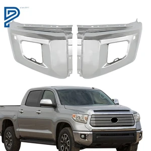 Fit For 14 15-2020 2021 Toyota Tundra Front Bumper End Cap W/Holes Chrome Steel - Picture 1 of 19