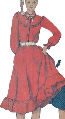 1980s Ruffled Yoke Tiered Skirt Dress McCalls 7288 Sewing Pattern - Image 1 of 3