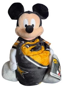 Disney Plush Mickey Mouse Iowa Hawkeye Football W/Throw Blanket Game Ticket Tag  - Picture 1 of 2