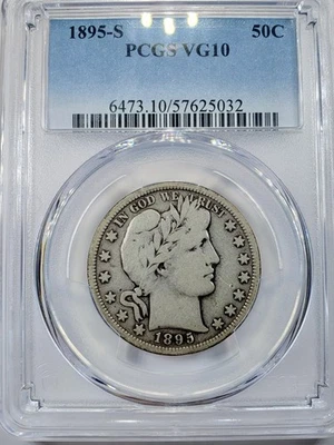 1895-S BARBER HALF DOLLAR PCGS VG10  - Image 1 of 4