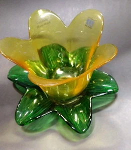 Vetreria Lux Glass- Made in Italy Flower Shaped Bowl Vase Art Glass - Picture 1 of 5