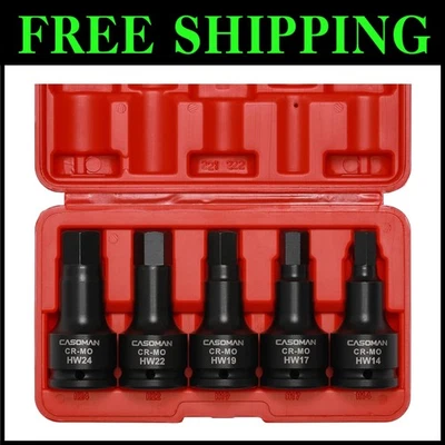 5-Piece 3/4" Drive Impact Hex Driver Set - Metric Chrome Molybdenum Steel - Image 1 of 4