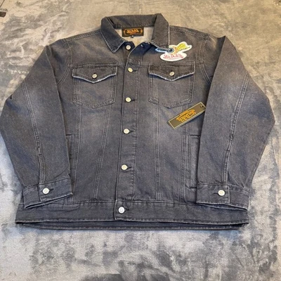 Chaqueta de mezclilla Von Dutch con alas parche para ojos abotonada negra/gris para hombre extra grande nueva con etiquetas Foto 1 de 4