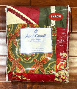 NUEVO April Cornell Alaysia Vacaciones Patchwork Algodón Tiro Rojo Verde Casa de Campo - Imagen 1 de 8